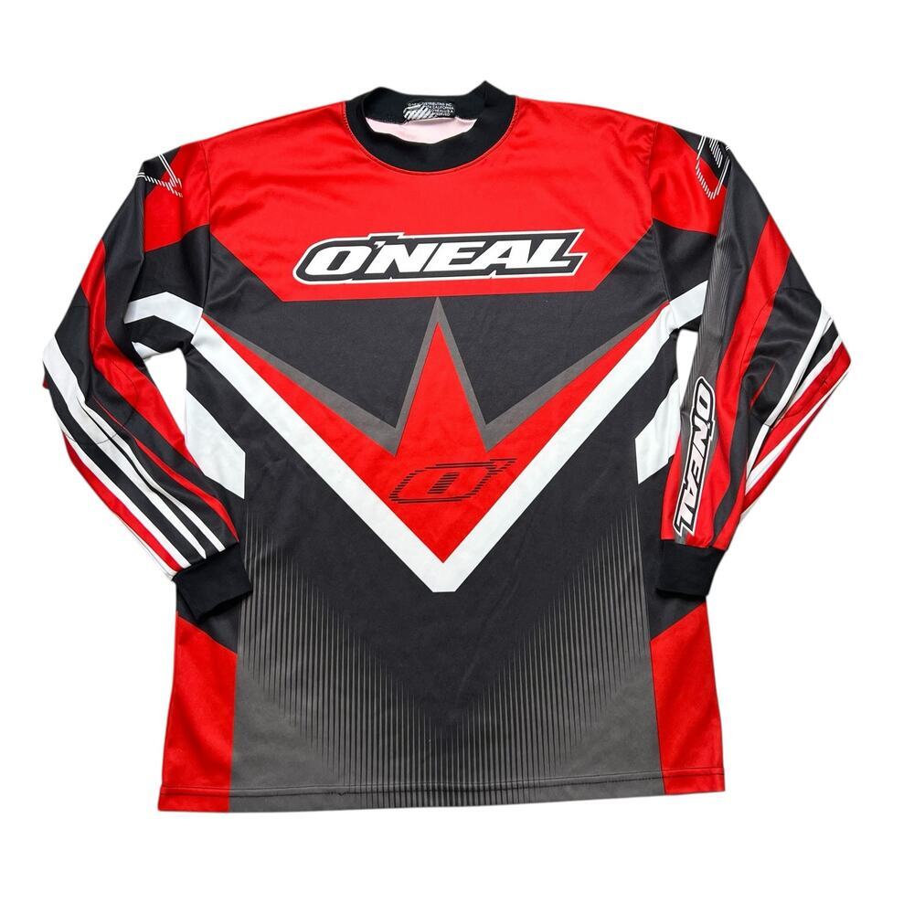 VTG O'Neal Racing  Long Sleeve Racing Shirt Mens Sz M Black And Red Retro‎ - Y2K